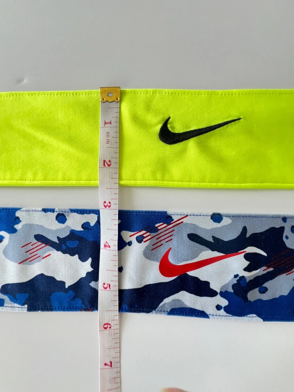 Nike Unisex Fury Dri-Fit Head Tie Headband Set of 2 Volt Green & Blue Camo OSFM
